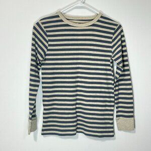 Children's Place Blue Grey Stripe Long Sleeve Thermal Waffle Knit Lg 10/12